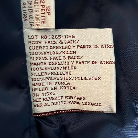 Vintage Petite Essentials by Worthington Trench Rain Coat size 12P Navy - Picture 6 of 9